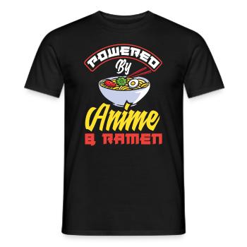 Powered By Anime & Ramen Lustiges Ramen Anime - Männer T-Shirt - Schwarz - Vorne - AI Model Male 178 light (178cm)