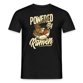Powered By Ramen Lustiges Ramen Geschenk - Männer T-Shirt - Schwarz - Vorne - AI Model Male 178 light (178cm)
