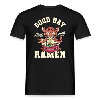 Une bonne journée commence avec un cadeau ramen - T-shirt homme - noir - Devant - AI Model Male 178 light (178cm)