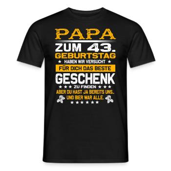 Zum 43. Geburtstag lustiges Bier Spruch - Männer T-Shirt - Schwarz - Vorne - AI Model Male 178 light (178cm)