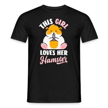 This girl loves her hamster - Men's T-Shirt - black - Front - AI Model Male 178 light (178cm)
