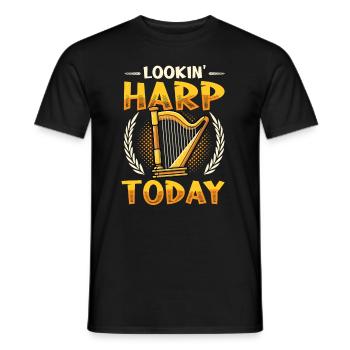Lookin' Harp Today, joueur de harpe. - T-shirt homme - noir - Devant - AI Model Male 178 light (178cm)