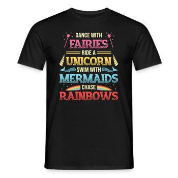 Feen Unicorns, Meerjungfrauen, Regenbogen. - Männer T-Shirt - Schwarz - Vorne - AI Model Male 178 light (178cm)