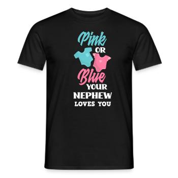 Pink Or Blue Gender Reveal Baby Party Nephew - Men's T-Shirt - black - Front - AI Model Male 178 light (178cm)