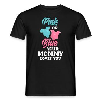 Pink Or Blue Gender Reveal Baby Party Mom - Men's T-Shirt - black - Front - AI Model Male 178 light (178cm)