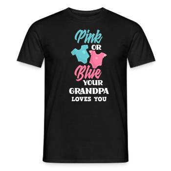 Pink Or Blue Gender Reveal Baby Party Grandpa - Men's T-Shirt - black - Front - AI Model Male 178 light (178cm)