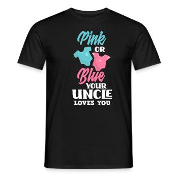 Le sexe rose ou bleu révèle baby party oncle - T-shirt homme - noir - Devant - AI Model Male 178 light (178cm)