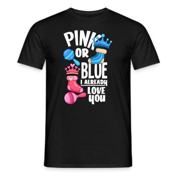 Le genre rose ou bleu révèle la fête de bébé - T-shirt homme - noir - Devant - AI Model Male 178 light (178cm)
