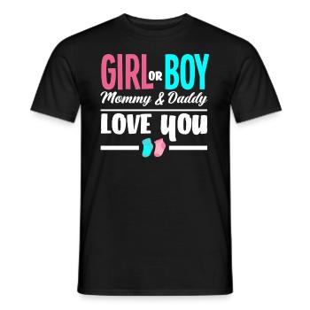 Mädchen Oder Junge Mama Und Papa Lieben Dich - Männer T-Shirt - Schwarz - Vorne - AI Model Male 178 light (178cm)