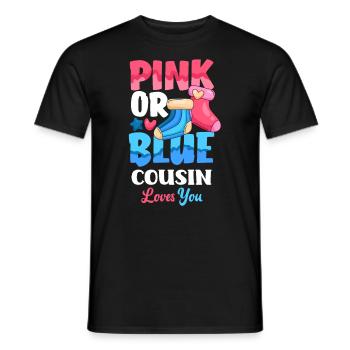 Pink Or Blue Gender Reveal Baby Party Cousin - Männer T-Shirt - Schwarz - Vorne - AI Model Male 178 light (178cm)