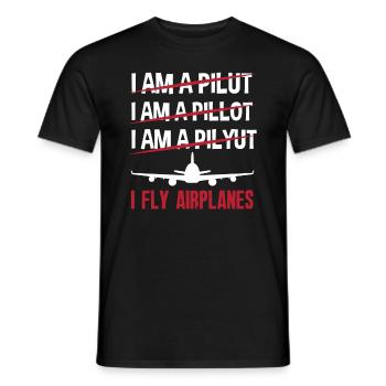 Flugzeug Luftfahrt Pilot Lustiges Piloten Geschenk - Männer T-Shirt - Schwarz - Vorne - AI Model Male 178 light (178cm)