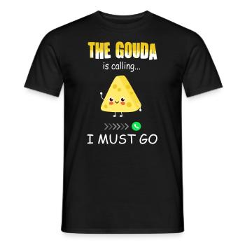 Cheese lover - Funny Gouda calls - Men's T-Shirt - black - Front - AI Model Male 178 light (178cm)