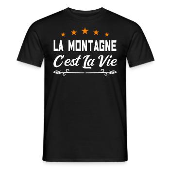 La montagne c est la vie. cadeau humour nature - T-shirt homme - noir - Devant - AI Model Male 178 light (178cm)
