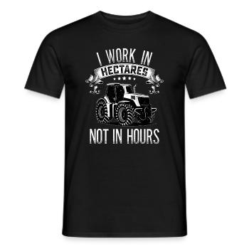 I work in hectares not hours Tractor - Men's T-Shirt - black - Front - AI Model Male 178 light (178cm)