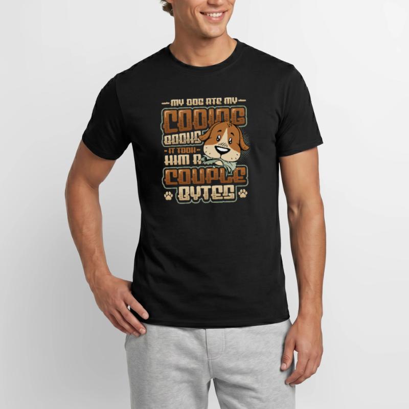 Dog Bytes Code Computer Joke Programming Men’s T-shirt