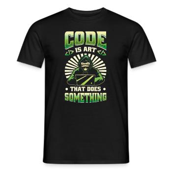 Code is an art that does something programming - Men's T-Shirt - black - Front - AI Model Male 178 light (178cm)