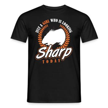Just a Girl who Looking Sharp Today Stachelschwein - Männer T-Shirt - Schwarz - Vorne - AI Model Male 178 light (178cm)