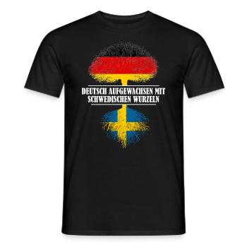 Deutsch mit schwedischen Wurzeln - Männer T-Shirt - Schwarz - Vorne - AI Model Male 178 light (178cm)