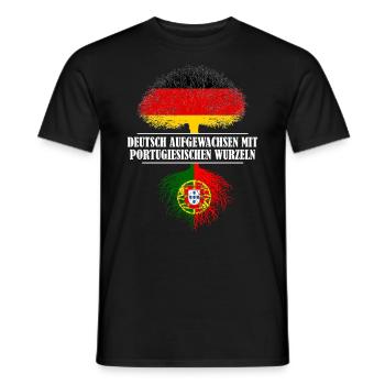 Deutsch mit portugiesischen Wurzeln - Männer T-Shirt - Schwarz - Vorne - AI Model Male 178 light (178cm)