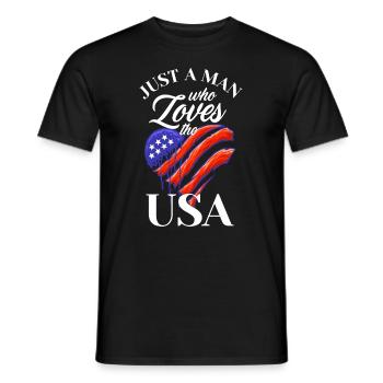 America USA American American - Men's T-Shirt - black - Front - AI Model Male 178 light (178cm)