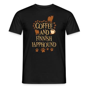 Café et Lapphund finlandais - T-shirt homme - noir - Devant - AI Model Male 178 light (178cm)