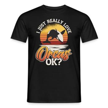 Orca Whale, I really love orcas. - Men's T-Shirt - black - Front - AI Model Male 178 light (178cm)