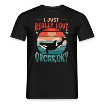 Orca Whale, I love orcas, really. - Men's T-Shirt - black - Front - AI Model Male 178 light (178cm)