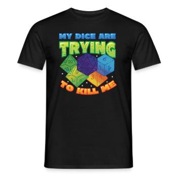 Mes dés essaient de me tuer. - T-shirt homme - noir - Devant - AI Model Male 178 light (178cm)