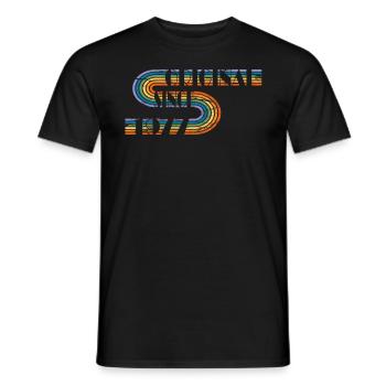 Vintage Birthday Design Original 1977 - Men's T-Shirt - black - Front - AI Model Male 178 light (178cm)