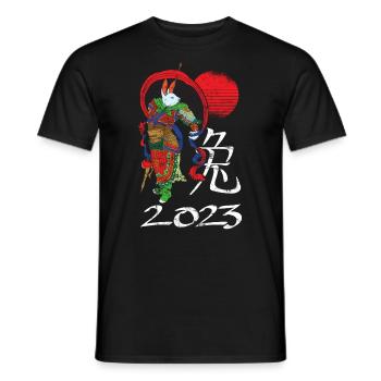 Chinesisches Neujahr - Jahr Des Kaninchens 2023 - Männer T-Shirt - Schwarz - Vorne - AI Model Male 178 light (178cm)