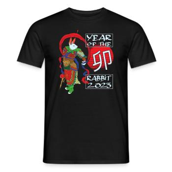 Chinesisches Neujahr - Jahr Des Kaninchens 2023 - Männer T-Shirt - Schwarz - Vorne - AI Model Male 178 light (178cm)