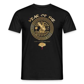 Chinesisches Neujahr - Jahr Des Kaninchens 2023 - Männer T-Shirt - Schwarz - Vorne - AI Model Male 178 light (178cm)