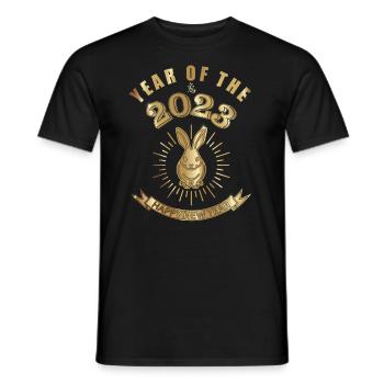 Chinesisches Neujahr - Jahr Des Kaninchens 2023 - Männer T-Shirt - Schwarz - Vorne - AI Model Male 178 light (178cm)