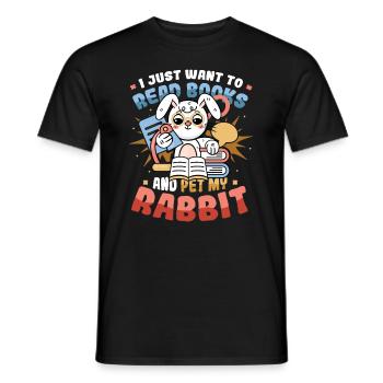 Lire des livres et caresser mon lapin. - T-shirt homme - noir - Devant - AI Model Male 178 light (178cm)