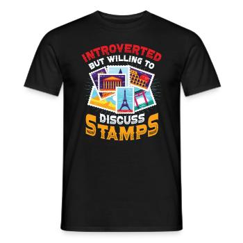 Introverted, but ready to receive stamps - Men's T-Shirt - black - Front - AI Model Male 178 light (178cm)