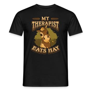 My therapist eats hay horse lovers - Men's T-Shirt - black - Front - AI Model Male 178 light (178cm)