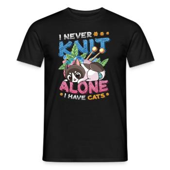 Je ne tricote jamais seule, j’ai des chats - T-shirt homme - noir - Devant - AI Model Male 178 light (178cm)