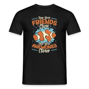 Gardez vos amis proches et vos anémones plus proches - T-shirt homme - noir - Devant - AI Model Male 178 light (178cm)