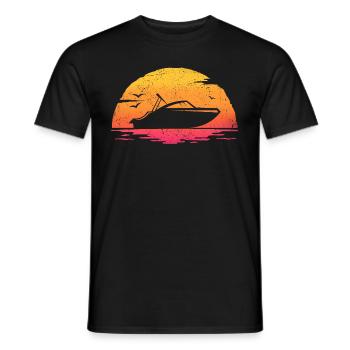 bateau à moteur hors bord t-shirt yacht - T-shirt homme - noir - Devant - AI Model Male 178 light (178cm)