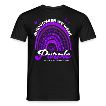 Premature Birth Conscious Purple Bow - Men's T-Shirt - black - Front - AI Model Male 178 light (178cm)