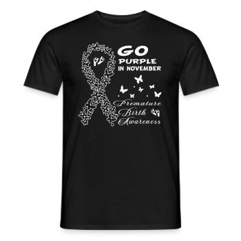 Premature Birth Conscious Purple Bow - Men's T-Shirt - black - Front - AI Model Male 178 light (178cm)