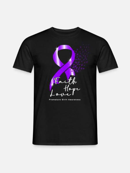 Frühgeburtsbewusstes Lila Schleife - Männer T-Shirt - Schwarz