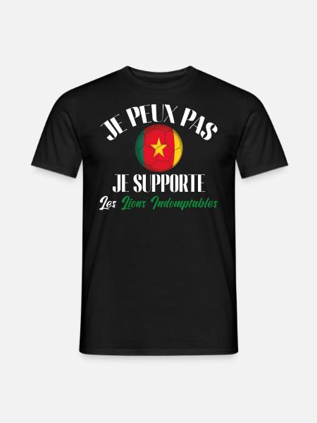je supporte Les Lions indomptables, Cameroun - T-shirt homme - noir