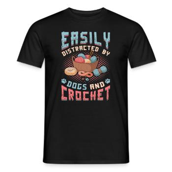 Facilement distrait par les chiens et le crochet. - T-shirt homme - noir - Devant - AI Model Male 178 light (178cm)