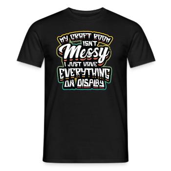 Messy craft room, everything on display - Men's T-Shirt - black - Front - AI Model Male 178 light (178cm)