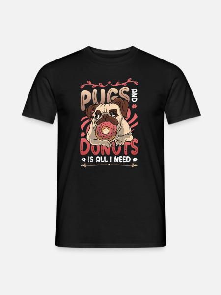 Pug, donut, lover. - Men's T-Shirt - black