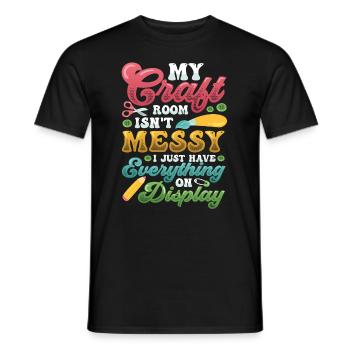 Messy craft room Everything on the display - Men's T-Shirt - black - Front - AI Model Male 178 light (178cm)