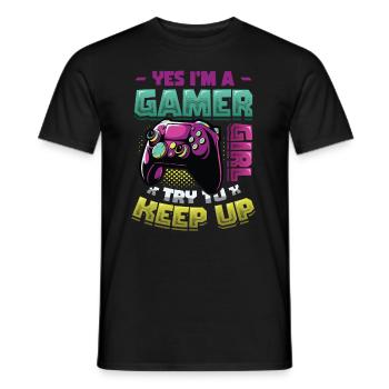 Yes, I'm a gamer girl. - Men's T-Shirt - black - Front - AI Model Male 178 light (178cm)