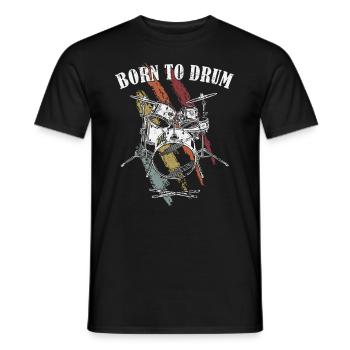 Zum Trommeln geboren - Schlagzeuger - Männer T-Shirt - Schwarz - Vorne - AI Model Male 178 light (178cm)