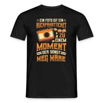 Photo return ticket past photographer. - Men's T-Shirt - black - Front - AI Model Male 178 light (178cm)